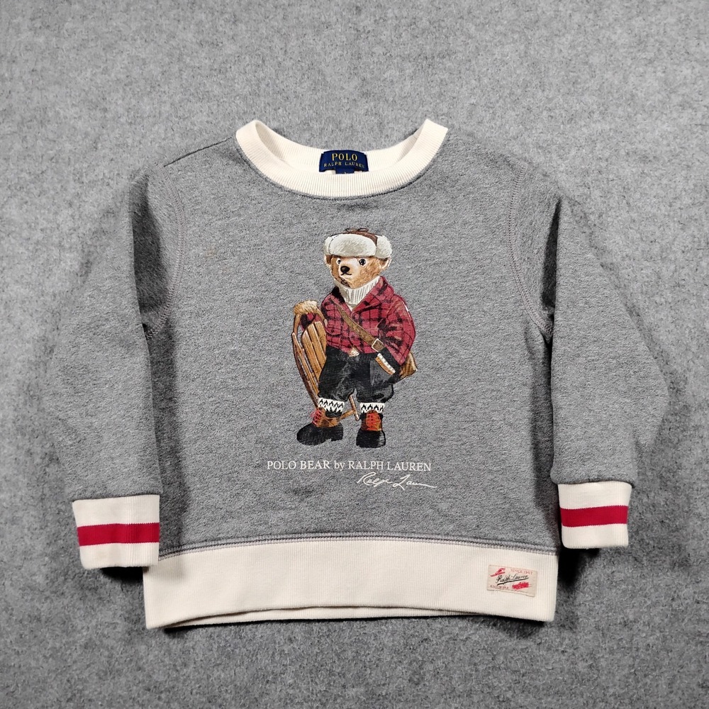 Polo Ralph Lauren Kids Polo Bear Sledding Sweatshirt Gray Size 3 Toddler